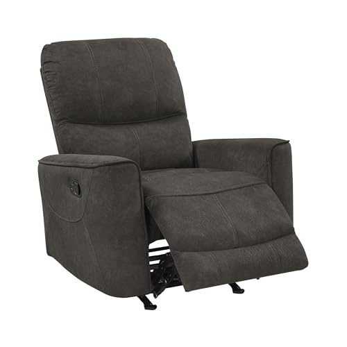 Lexicon Manual Rocker Recliner Chair, Polished Microfiber Manual Reclining Chair with Overstuffed Backrest, Comfy Nursery Recliner for Living Room/Office/Bedroom/Apartment, Easy Assembly, Chocolate