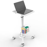 TUILUN Adjustable Height Portable Laptop Desk with Wheels,White Computer Cart on Wheels,Standing Mobile Desk Workstation, Utility Medical Cart TUILUN