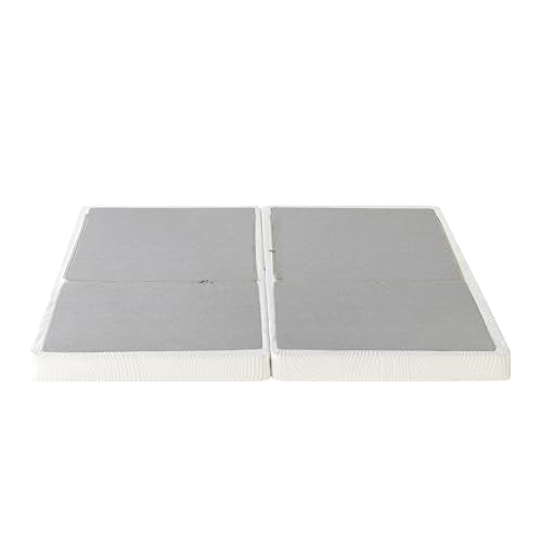 ZINUS No Assembly Metal Box Spring, 4 Inch White Mattress Foundation, Sturdy Metal Structure, Split King Zinus