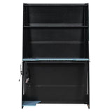 Ball & Cast Twin Size Gaming Loft Bed with Desk,Wood Gamer Bed Frame w/Shelves and RGB Light,Underbed Storage Space,Stairs,Full-Length Guardrail,Bedroom Furniture for Student Dorms,Cloud Blue Ball & Cast