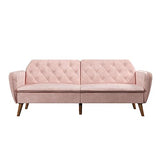 Novogratz Tallulah Memory Foam Futon, Convertible Couch, Pink Velvet Novogratz