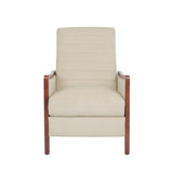 Mid Century Modern Fabric Channel Stitch Wood Pushback Recliner