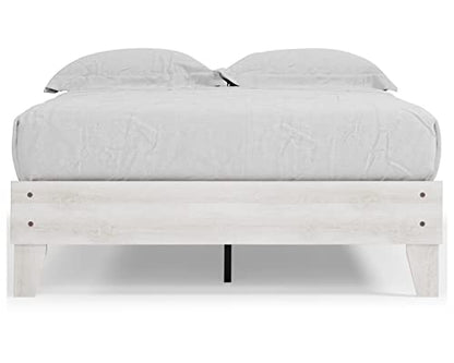 Signature Design by Ashley Shawburn Modern Farmhouse Platform Bed, Queen, Whitewash - WoodArtSupply