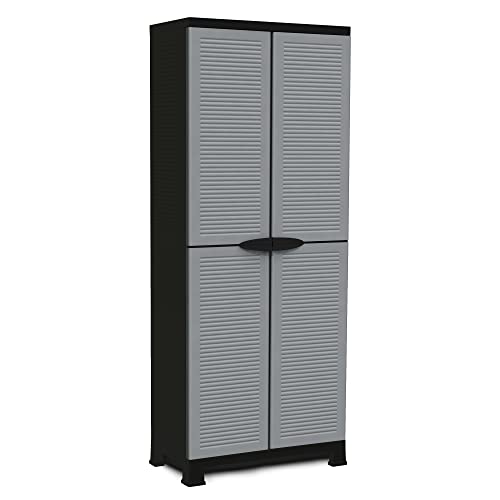 Ram Quality Products Prestige Utility Adjustable 3 Shelf Tool Organizing Storage Cabinet with Lockable Double Doors for Indoor and Outdoor Use, Gray - WoodArtSupply