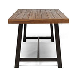 Great Deal Furniture Beau Outdoor Eight Seater Wooden Dining Table, Teak and Rustic Metal Finish Great Deal Furniture
