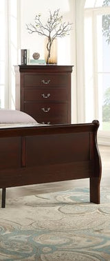 VERAHOME Modern Cherry Finish Chest, Solid Wood Chest with Five Drawers Bedroom Chest with Storage, Wood Tall Dresser, for Nursery, Living Room, Entryway and Hallway VERAHOME