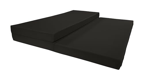 D&D Futon Furniture Portable Trifold Mattress, Foldable Foam Mattresses Small Space Saving Guest, Floor Fold Out Bed Ottoman, 4 inch Folding Cushion Pad Camping RV (Full Size 4x54x75, Black) D&D Futon Furniture