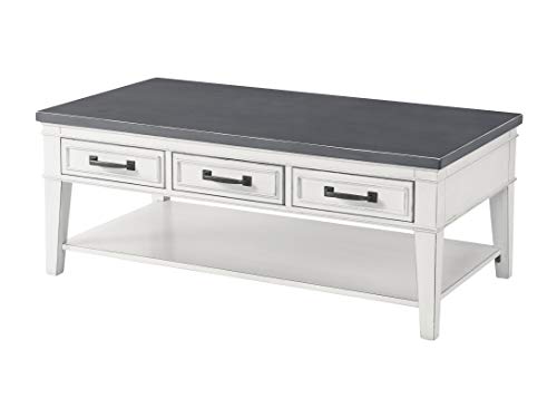 Martin Svensson Home Del Mar Coffee Table, Antique White and Grey - WoodArtSupply