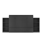KEIKI Full Size Murphy Bed Chest, Folding Cabinet Wall Bed Frame with Storage Drawers & Shelves, Space Saving Hideaway Cabinets Beds Frames for Apartment Bedroom Guest Room, Wood Slat Support, Gray KEIKI