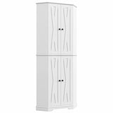 IRONCK Corner Cabinet, 72" H Kitchen Pantry Storage Cabinet, 4 Barn Doors with Storage Rack, 4 Adjustable Shelves, 6-Tier Tall Food Pantry Cabinet, Farmhouse Hutch for Kitchen Dining Room, White IRONCK