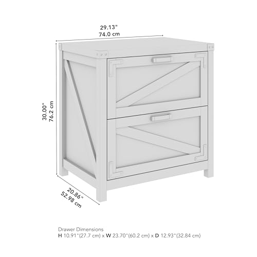 kathy ireland Home by Bush 2-Drawer Lateral File Cabinet, Letter/Legal, Restored Gray, 29-Inch (CGF129RTG-03) - WoodArtSupply