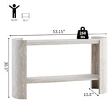 BFJDM 53" Faux Travertine Stone Console Table for Entryway, 2-Tier Sofa Entrance Table with Faux Mars Marble Pattern, Modern Sofa Tables with Storage Shelf for Living Room, Hallway, Foyer, Beige BFJDM