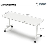 Okeysen Conference Room Table 1 Pack, Modern Folding Training Tables with Flip Top, Mobile Table with Four Locking Wheels, Executive Desk for Meeting Room, Office, Classroom 59.06”x23.62”x29.53” Okeysen