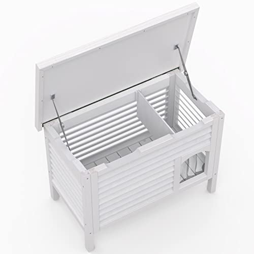 GDLF Outdoor Cat House Solid Wood Feral Cat Shelter with Waterproof Roof & Special Full Ventilation Design Keeps Multiple Cats Cool for Hot Summers 31.9" Lx18.9 Wx23.6 H GDLF