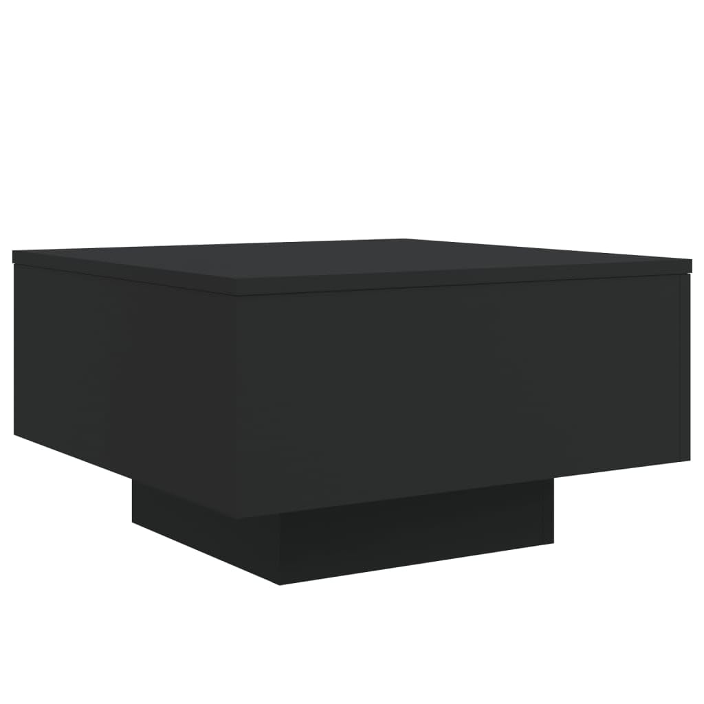 vidaXL Coffee Table with LED Lights, Black, 21.7"x21.7"x12.2", Modern Style, Engineered Wood Material, Lounge or Living Room Table vidaXL