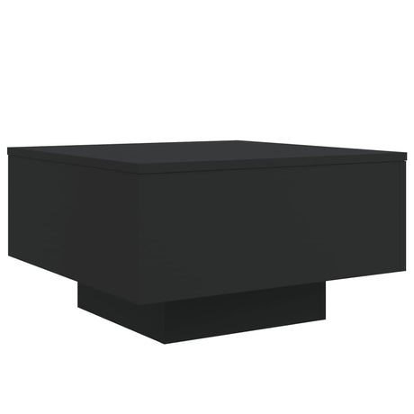 vidaXL Coffee Table with LED Lights, Black, 21.7"x21.7"x12.2", Modern Style, Engineered Wood Material, Lounge or Living Room Table vidaXL