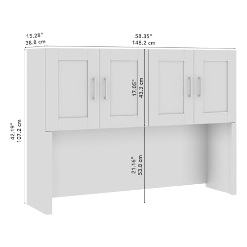 Bush Business Furniture Hampton Heights 60W Computer Hutch in White, Desk Attachment for Home Office or Professional Workspace Bush Business Furniture