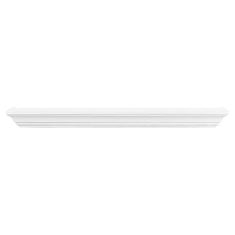 MANTELSDIRECT 60 Inch Floating Fireplace Mantel Wood Shelf in White - Colton from Mantels Direct | Wooden Rustic Wall Shelf Perfect for Décor and Electric Fireplaces MANTELSDIRECT