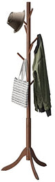 kiplant Bamboo Wood Coat Rack Stand, Freestanding Coat Tree with 8 Hooks, Hallway Entryway Hat Hanger Organizer Standing for Bedroom, Office, Clothes, Jackets, Bags, Umbrallas kiplant