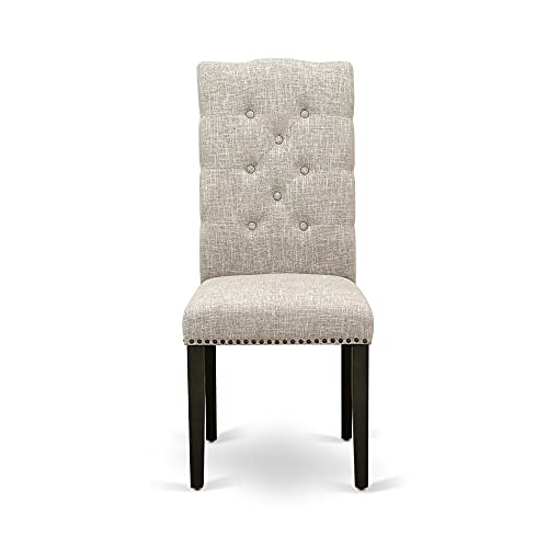 East West Furniture X677EL635-9 9-Piece Dining Set - Dinner Table Rectangular Top - 8 Beautiful Dining Chairs Padded Seat and Back (Distressed Espresso & Wire Brushed Black Finish) East West Furniture