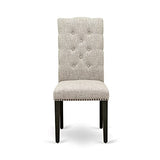 East West Furniture X677EL635-9 9-Piece Dining Set - Dinner Table Rectangular Top - 8 Beautiful Dining Chairs Padded Seat and Back (Distressed Espresso & Wire Brushed Black Finish) East West Furniture