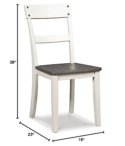 Signature Design by Ashley Nelling Modern Farmhouse 18" Weathered Dining Chair, Set of 2, White & Dark Brown Signature Design by Ashley