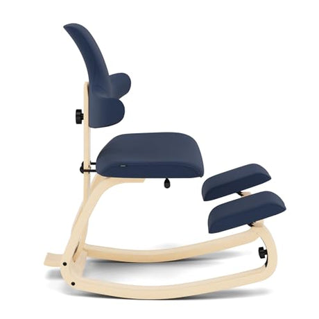 Varier ThatSit Balans Adjustable Ergonomic Kneeling Chair with Backrest, 10-Year Limited Warranty, Designed by Peter Opsvik, Blue/Natural Varier
