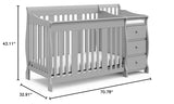 Storkcraft Portofino 5-in-1 Convertible Crib and Changer Combo (Pebble Gray) – Changing-Table with Storage Drawer, Converts to Toddler Full-Size Bed, Daybed Storkcraft