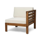 Christopher Knight Home Alice Outdoor 5 Piece Acacia Wood Sofa Set, Teak Finish, Beige Christopher Knight Home