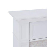 SEI Furniture Jacksdale Faux Stone Accent Electric Hidden Media Shelf Fireplace, White SEI Furniture