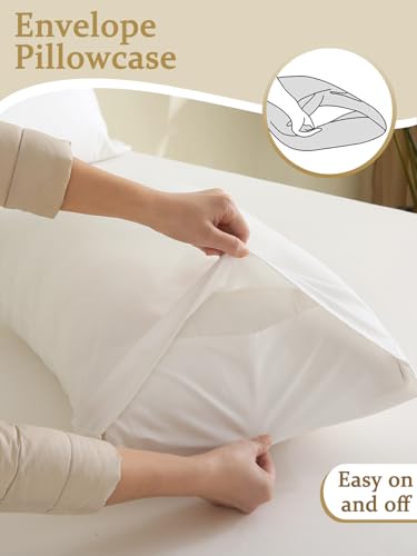 Bedecor Deep Pocket Full 100% Cotton Sheet Set for Hot Sleepers - Fits up to 24 Inch Extra Deep Mattress - 6 Piece Breathable Bedding Set with Fitted Sheet, Flat Sheet & Pillowcases White Bedecor