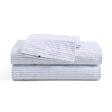 Tommy Hilfiger - Sheet Set, Cotton Percale Bedding with Matching Pillowcases, Crisp & Cool, Premium Quality Home Essentials (Monogram Stripe Blue, Full) Tommy Hilfiger