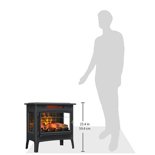 duraflame Freestanding Electric Fireplace Stove Heater with 3D Flame Effect for 1,000 Sq. Ft. Room, Black