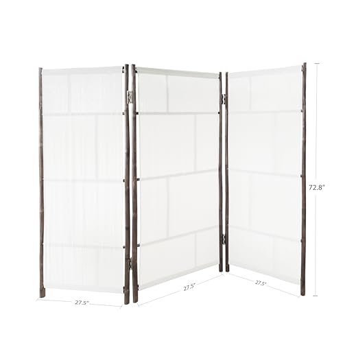 ZEW Bamboo 3 Panel Room Divider Privacy Screen, Freestanding 6 Feet Tall Decorative Room Separator, Espresso ZEW