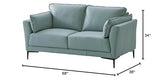 Acme Mesut Leather Upholstered Loveseat in Light Blue and Black Acme