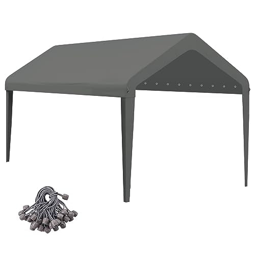 GOTRUTH 12x20 Canopy Replacement Cover, Carport Replacement Top Cover for 12' x 20' Frame, 800D Heavy Duty Waterproof & UV Protected Car Canopy with Ball Bungees (Frame is not Included) (Gray) GOTRUTH
