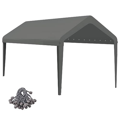GOTRUTH 12x20 Canopy Replacement Cover, Carport Replacement Top Cover for 12' x 20' Frame, 800D Heavy Duty Waterproof & UV Protected Car Canopy with Ball Bungees (Frame is not Included) (Gray) GOTRUTH