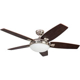 Honeywell Ceiling Fans Carmel Modern 48 Inch Ceiling Fan with Light, Remote Control Fan, LED Indoor Fan with 5 Blades, Redwood and Brown Rosewood Blade Finish Options, Brushed Nickel (50196-01) Honeywell