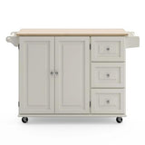 Homestyles Mobile Kitchen Island Cart with Wood Drop Leaf Breakfast Bar, Off White,Soft White, 54 Inch Width homestyles