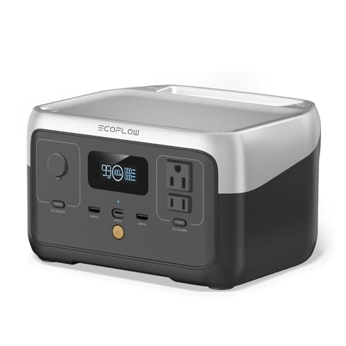 EF ECOFLOW Portable Power Station RIVER 2, 256Wh LiFePO4 Battery/ 1 Hour Fast Charging, 2 Up to 600W AC Outlets, Solar Generator (Solar Panel Optional) for Outdoor Camping/RVs/Home Use EF ECOFLOW
