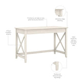 Bush Furniture Key West Writing Table for Home Office | Small Modern Farmhouse Desk, 48W, Linen White Oak Bush Business Furniture