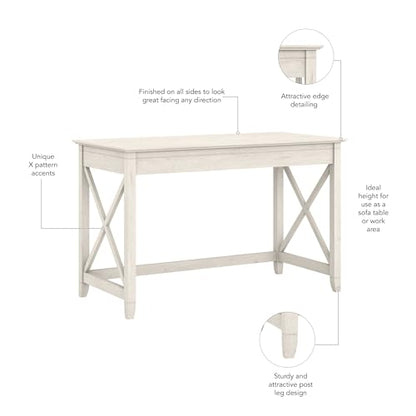 Bush Furniture Key West Writing Table for Home Office | Small Modern Farmhouse Desk, 48W, Linen White Oak - WoodArtSupply