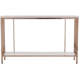 SEI Furniture Brexlyn Faux Stone Top Console Table in Champagne and White Southern Enterprises