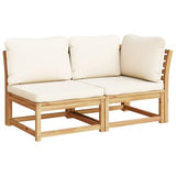 vidaXL 11-Piece Patio Lounge Set with Cushions - Solid Acacia Wood, Modular Outdoor Garden Sofa, Cream White Cushions vidaXL
