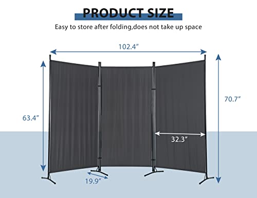 Room Divider, 3 Panel Portable Privacy Screen with Metal Frame, Freestanding Fabric Room Dividers and Folding Privacy Screens for Home Office Dorm Separation, Dressing Screen Classroom Dividers Haiput Wam