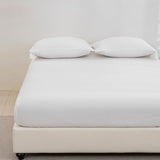 DAUAOTO King Size Linen Blend Sheets Set, 55% Linen 45% Cotton Bedding Sets, Bedlinen Up to 16" Deep, White DAUAOTO