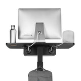 AVLT 44" Height Adjustable Foot Pedal Rolling Desk with Shelf (3 ft 8 inches) - Pneumatic Laptop Standing Desk Cart - Mobile Laptop Cart - Black Computer Projector Cart with Brake Casters AVLT