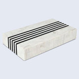 Handicrafts Home Large Decorative Storage Box with Lid – Black White Modern Storage Box, Remote Control Organizer for Coffee Table, Console & Living Room Decor – Mono Sprint 12 x 6 x 2 Handicrafts Home