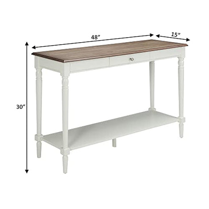 Convenience Concepts French Country Console Table with Drawer and Shelf, Driftwood/White