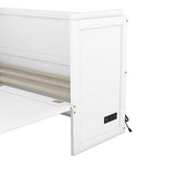JULYFOX Murphy Bed Chest Queen Size, Hard Wood Platform Bed with Headboard Storage Drawers Underneath No Box Spring Needed 500 lbs Heavy Duty for Small Spaces(Queen,White) JULYFOX